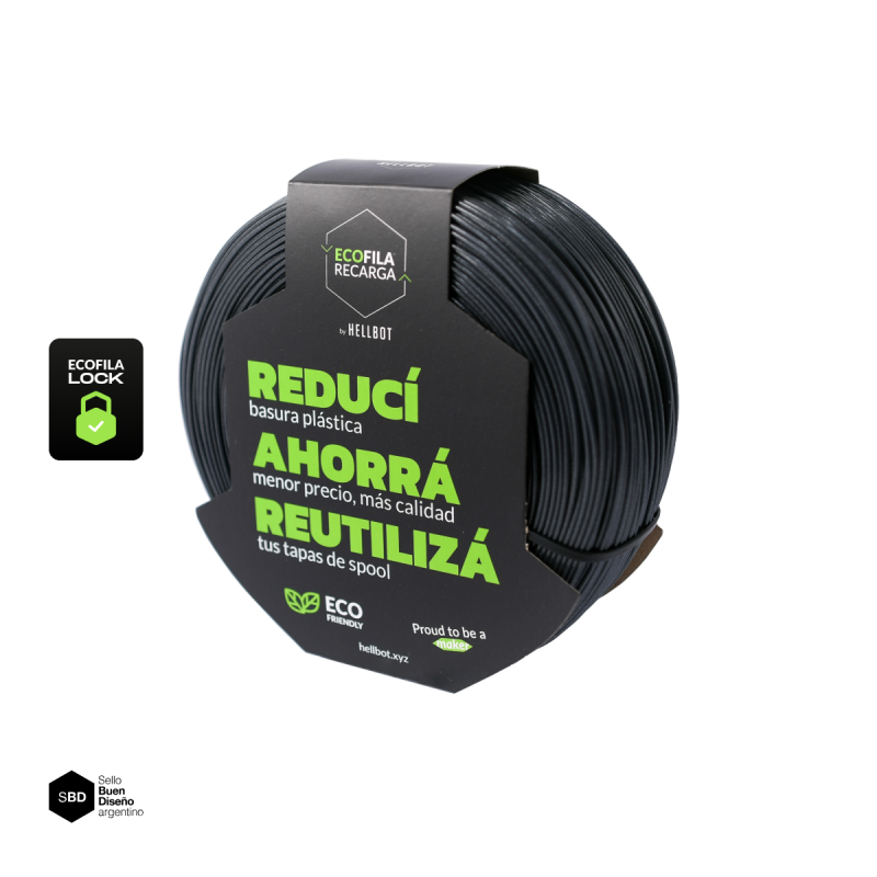 Filamento Hellbot PLA RECARGA LOCK Gris Grafito