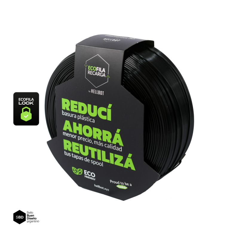 Filamento Hellbot PLA RECARGA LOCK Negro